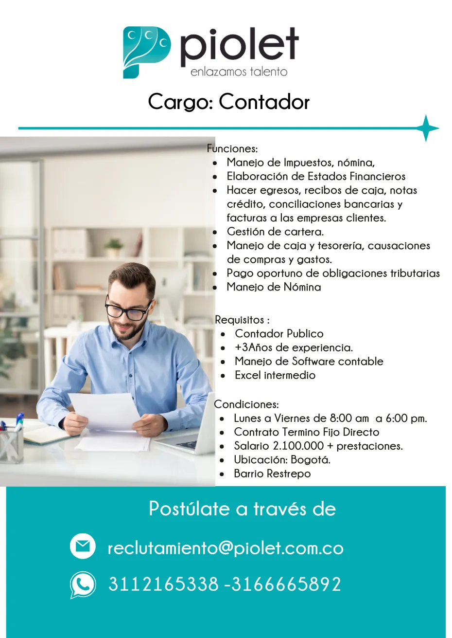Pieza de la vacante Contador Público en Bogotá